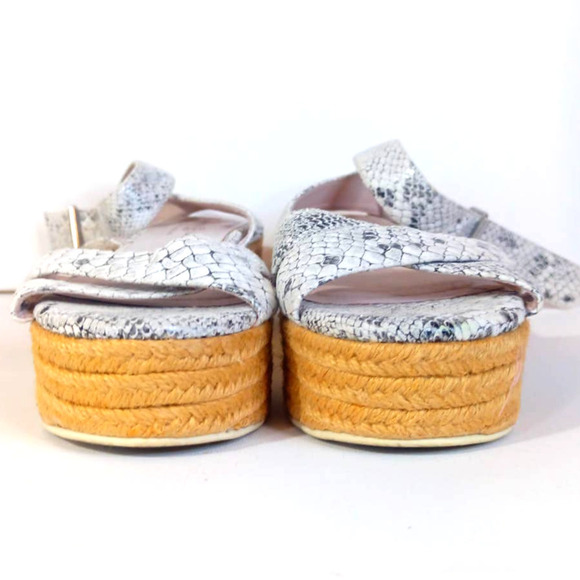 Chinese Laundry Women Size 8 Wedge Heels Faux Snakeskin Cross Heel Strap Natural - Picture 3 of 6
